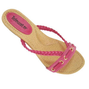 Tidewater Low Wedge Cushioned Sandals - Fuscia 6 M